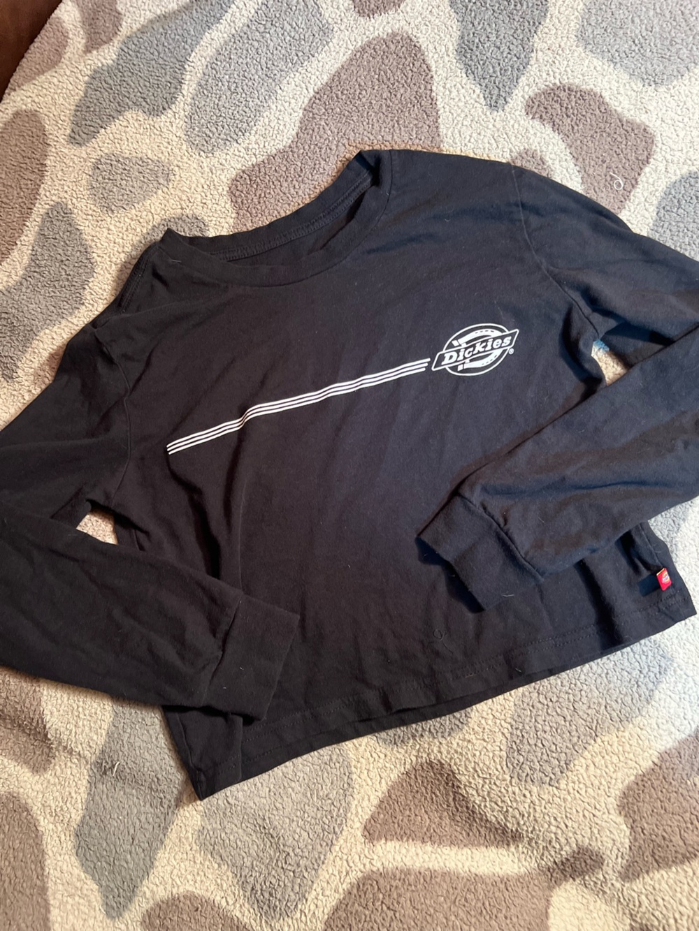 Dickies Black Long-Sleeve Shirt with White Logo Stripe